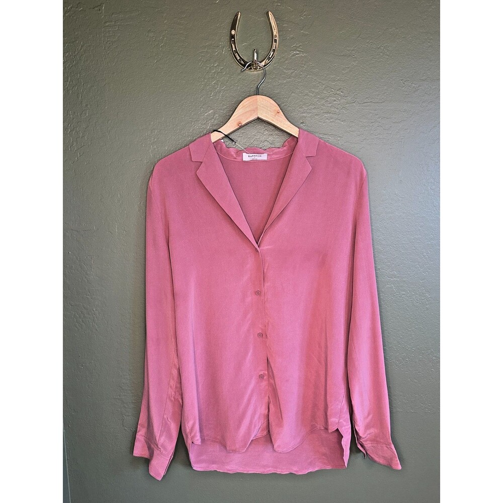 NWT Aritzia Babaton Monocle Shirt Red Willow Matte Silk Button Up Blouse Size S